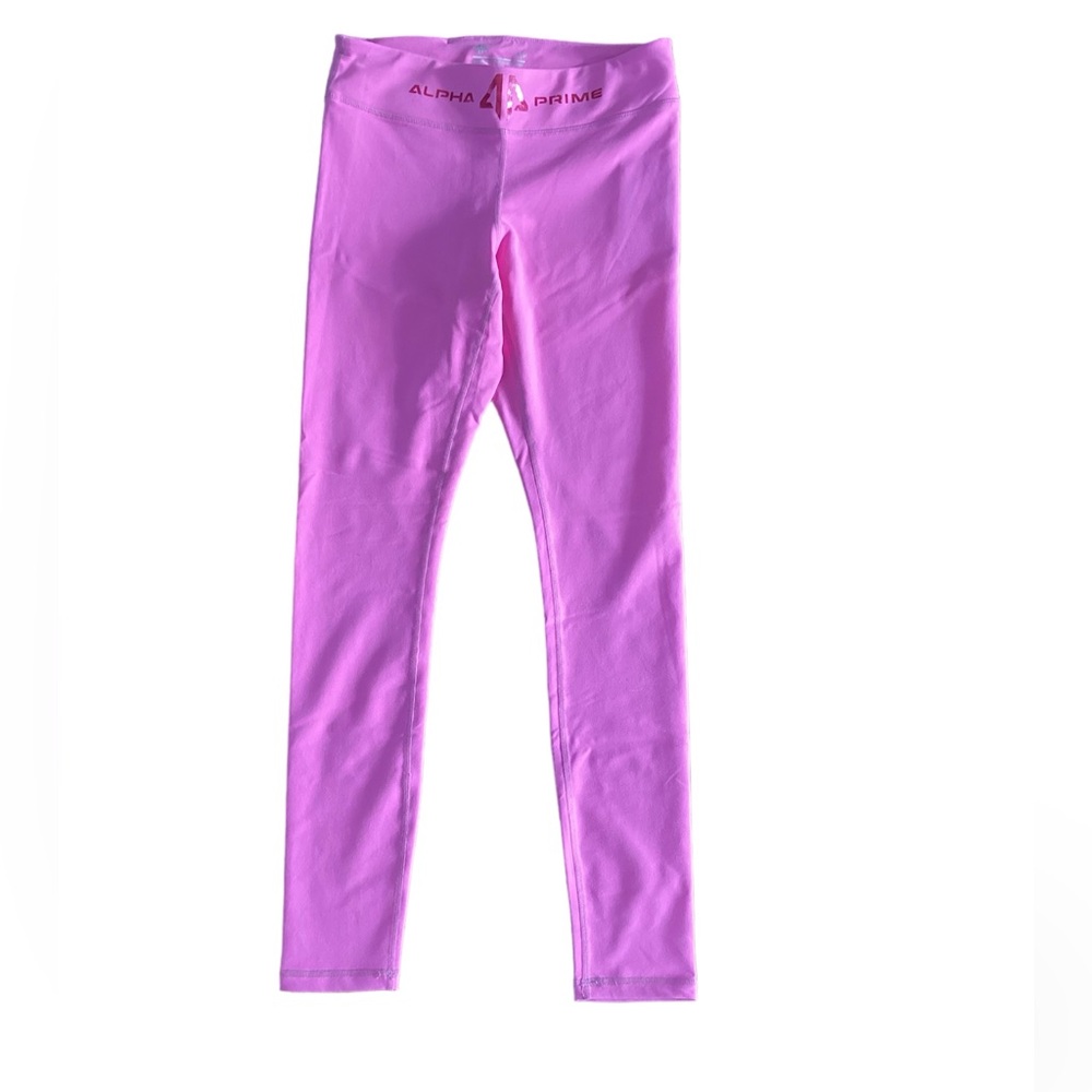 NWT ALPHA PRIME Never Give Up Women's Rose Pink Leggings Size Small BREAST CX